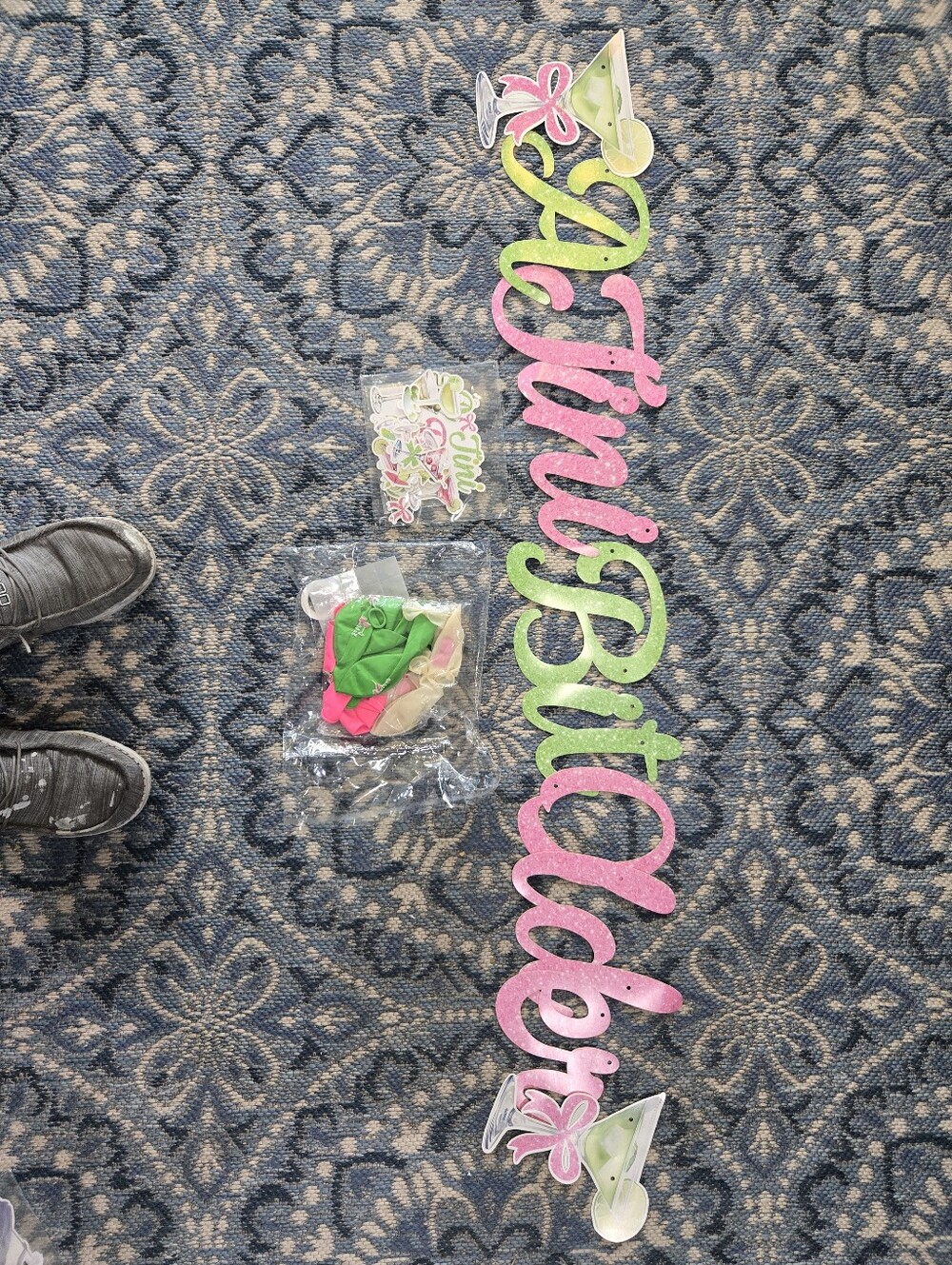 I Tiny Bit Older Party Banner - Pink & Green